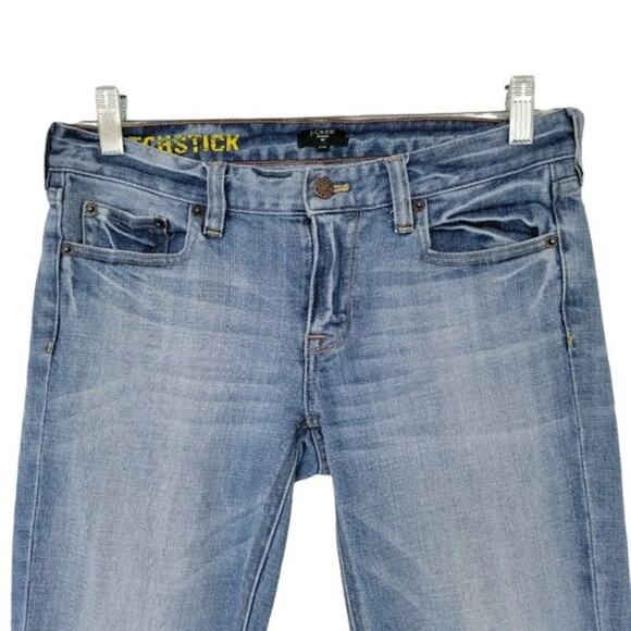 J Crew Matchstick Stretch Straight Leg Jeans Blue Women Size 27S Raw Hem - Picture 2 of 9